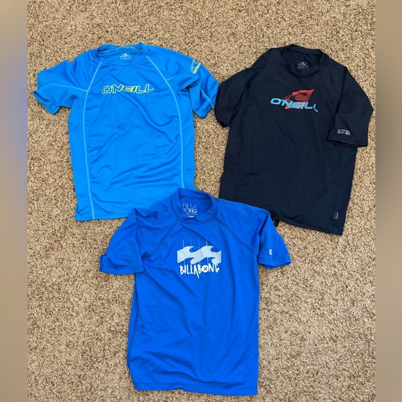 Lot Of O'Neill Billabong Boys Rash Guard Swim Shirts UPF 50 Size 16